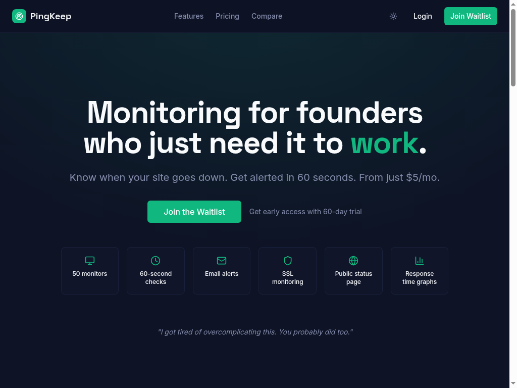 PingKeep.com screenshot